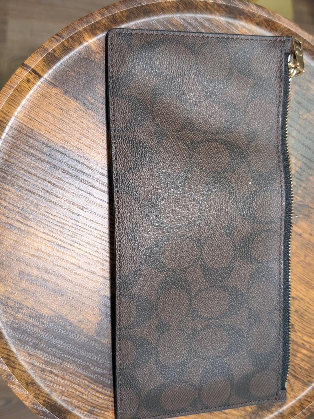 Coach Dark Brown Signature Zip Pouch - Picture 2 of 2